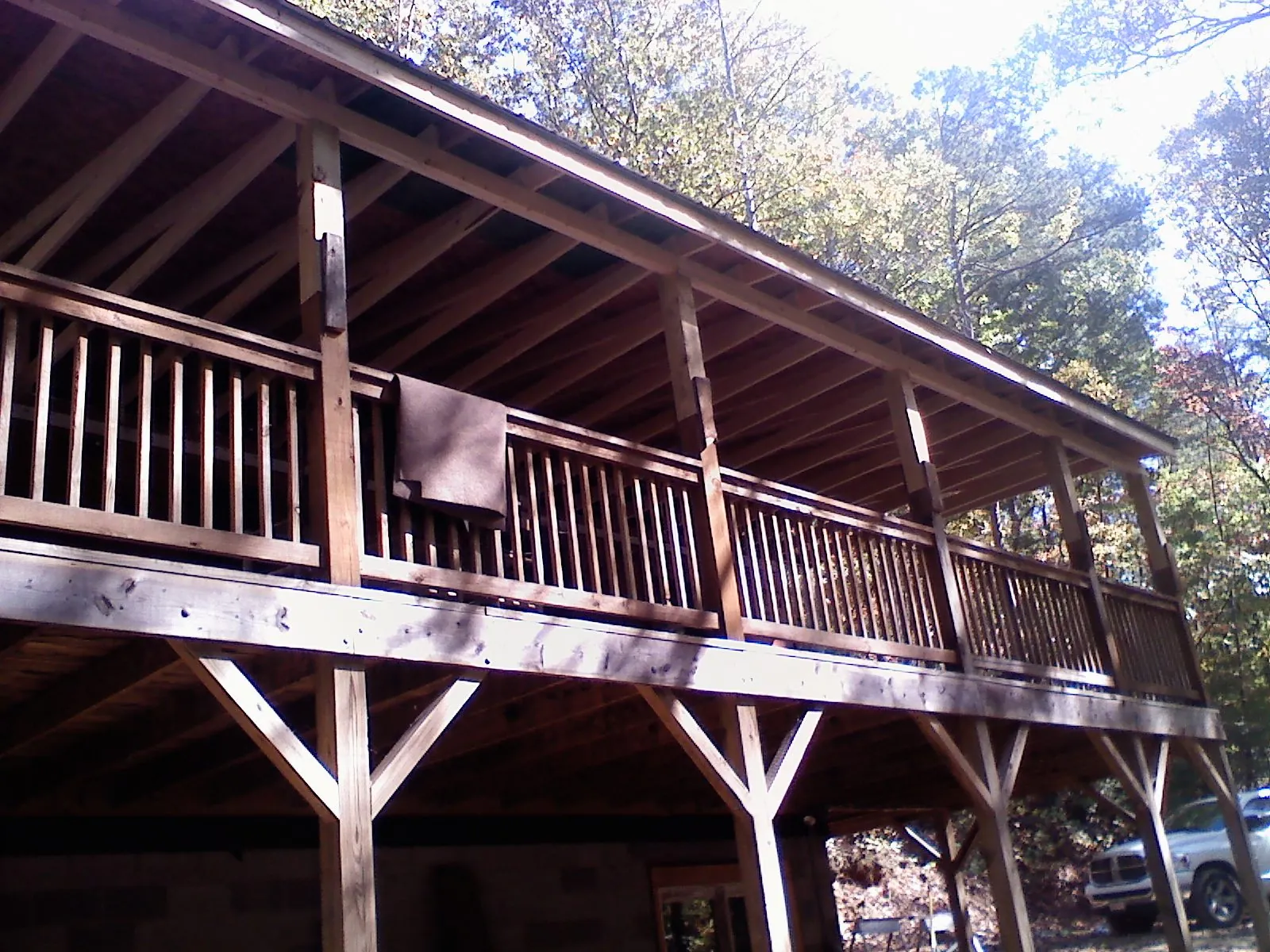 Timber framing under a new elevated porch and deck — Roof Leak Repair in Charlotte by Roofing Brothers